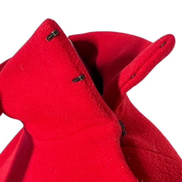 VTG DARICO Red Black Wool Poncho Cape Coat with Black Belt Size M/L - Picture 9 of 16